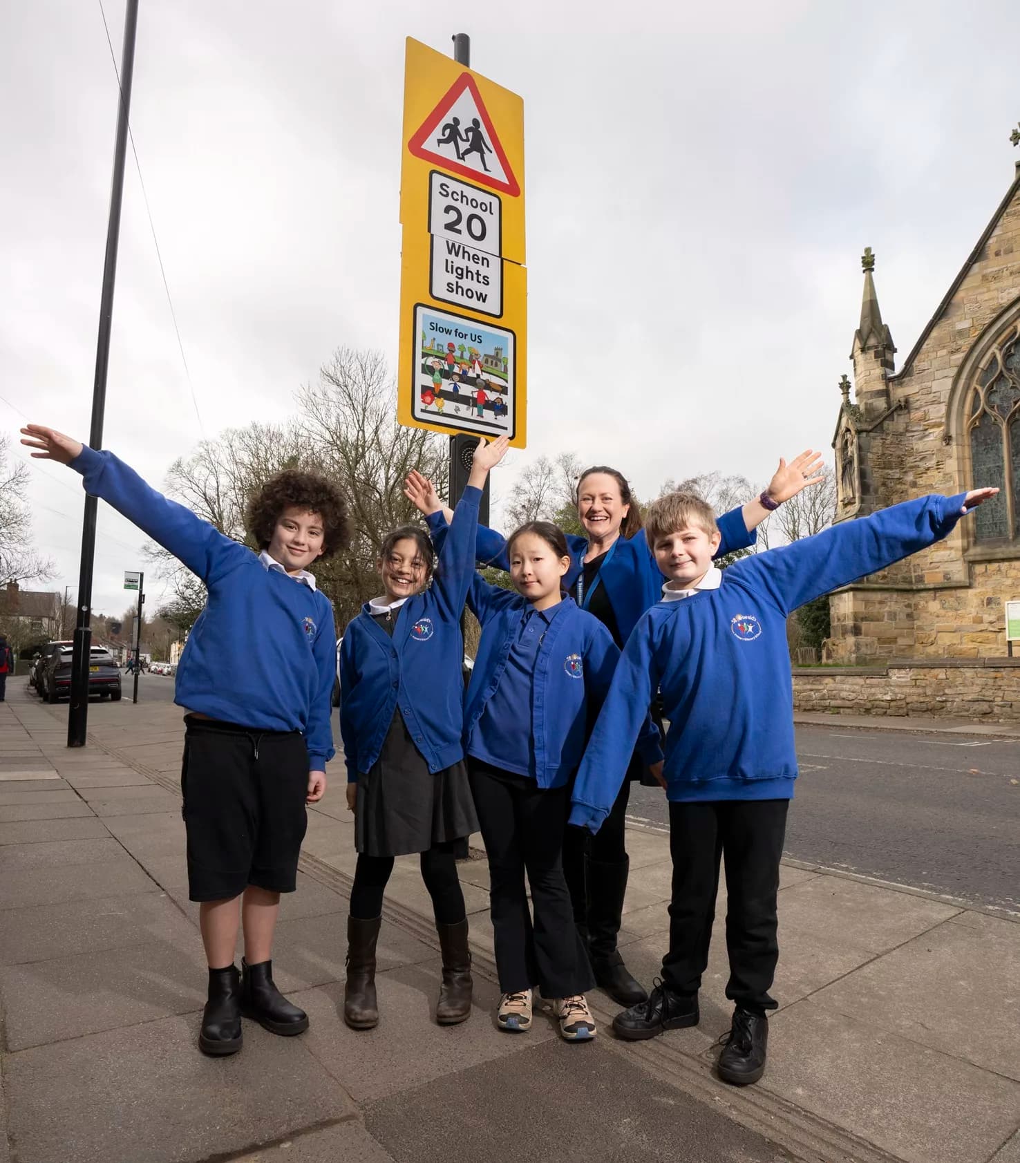 County Durham Pupils Design Road Safety Signs for School Zone