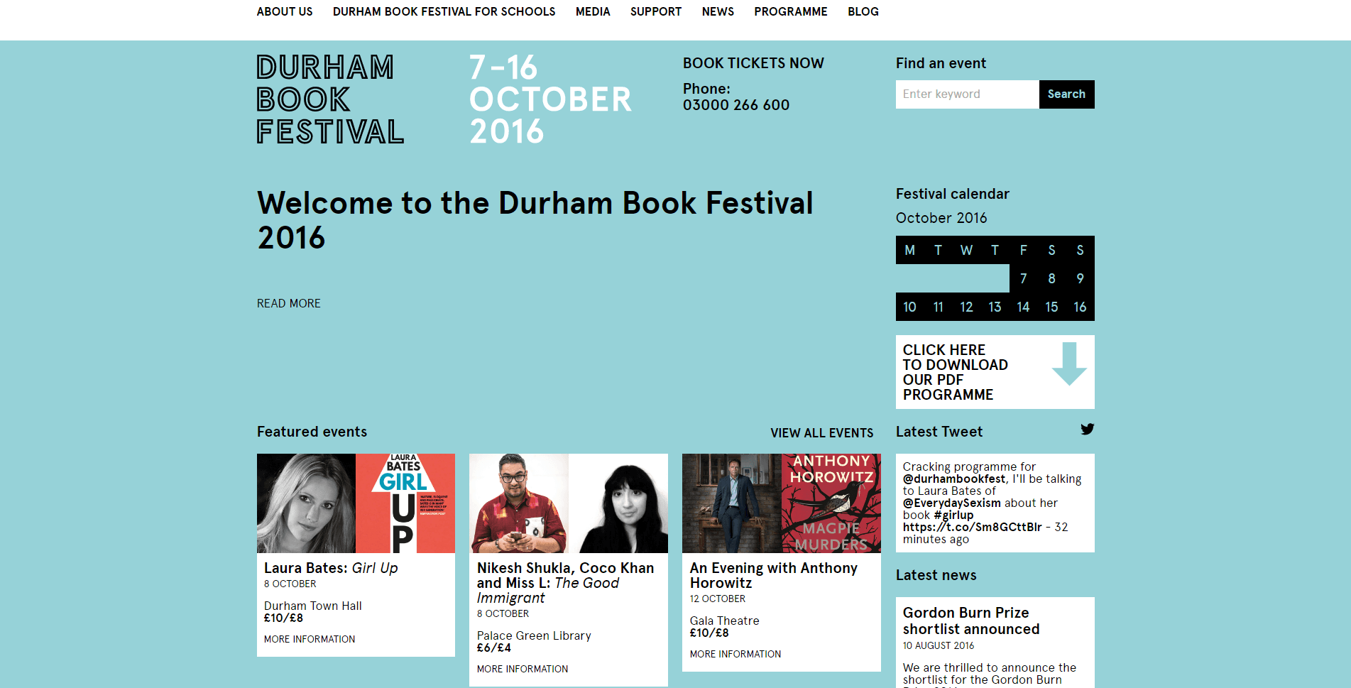 The Durham Book Festival is on October 7th and 18th and Full of Promise.