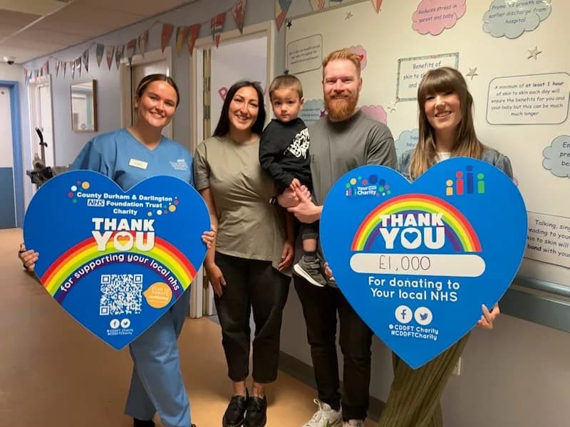 Family Donates £1,000 to University Hospital of North Durham’s Special Care Baby Unit