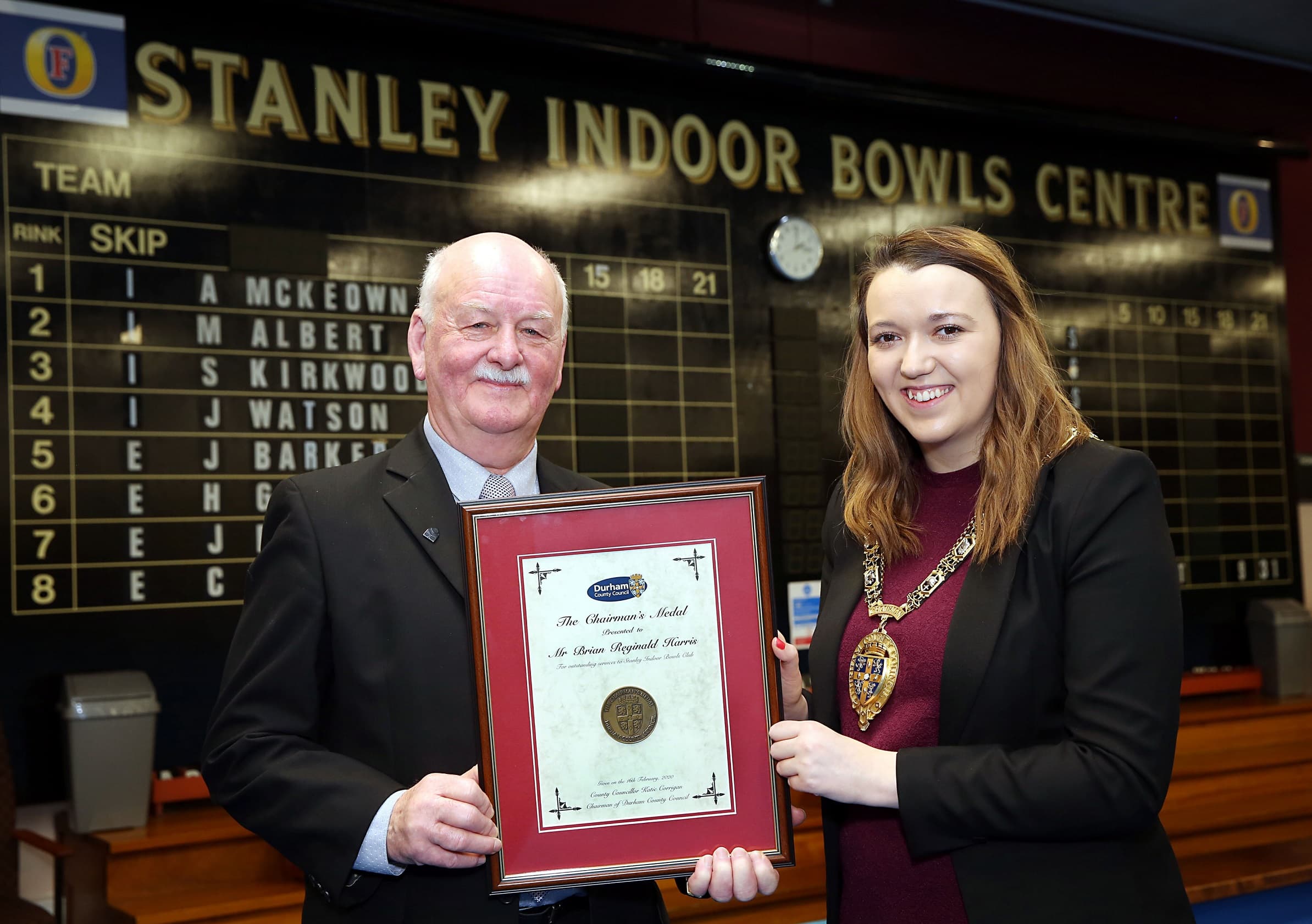 Stanley Indoor Bowls Club President Receives Chairman’s Medal