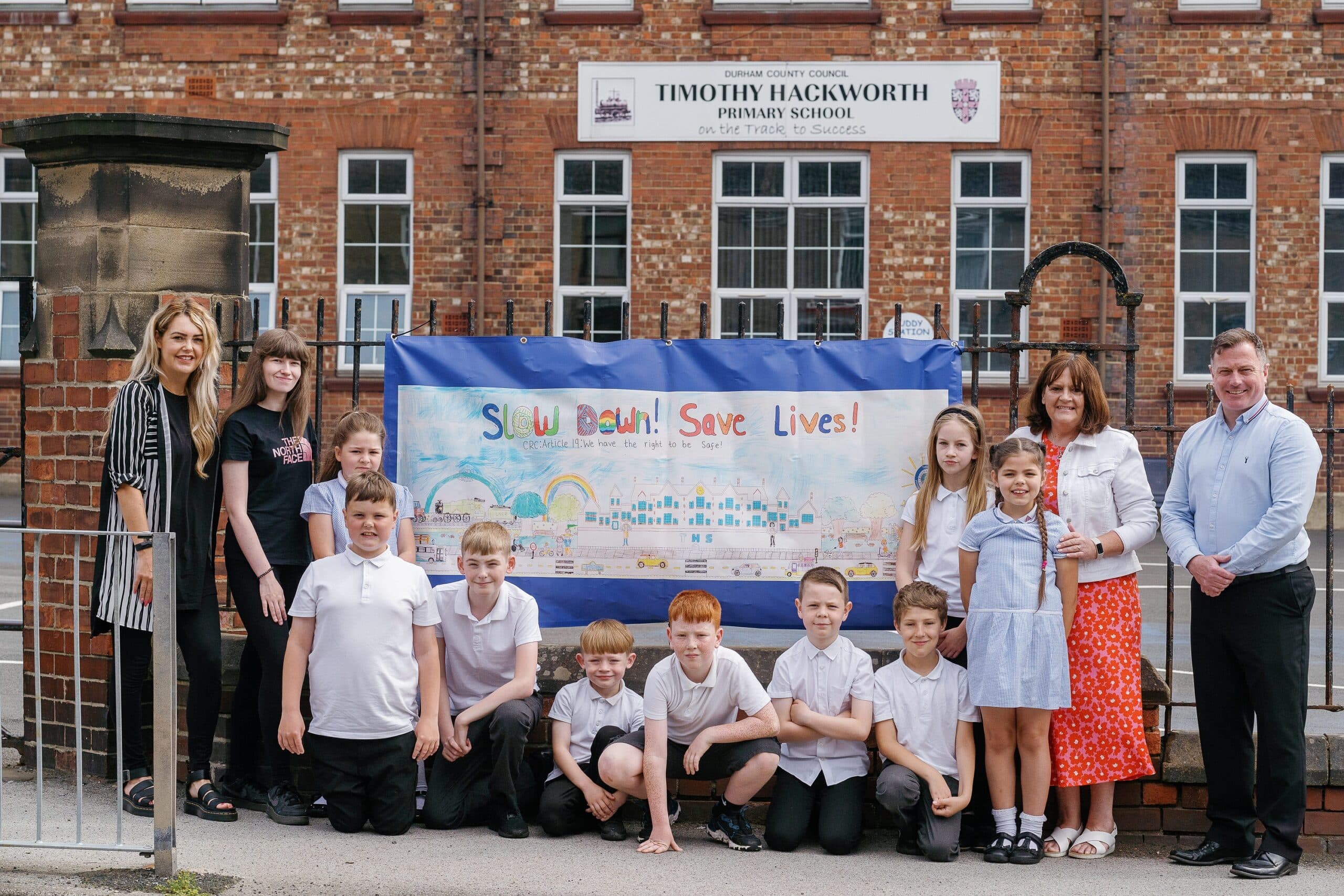 County Durham Pupils Create Vibrant Road Safety Banner