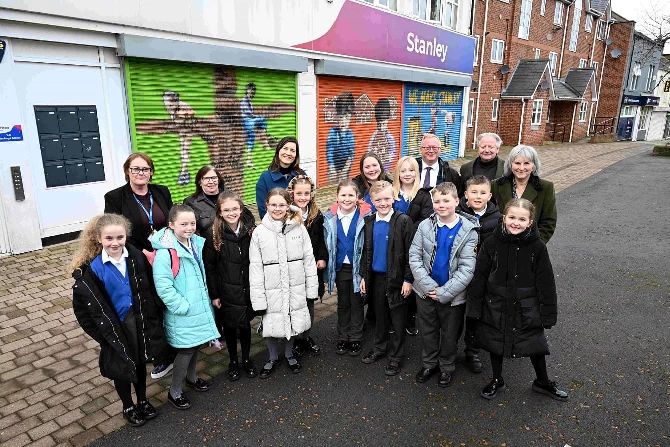Stanley Front Street Brightened with Community-Inspired Shop Shutter Art