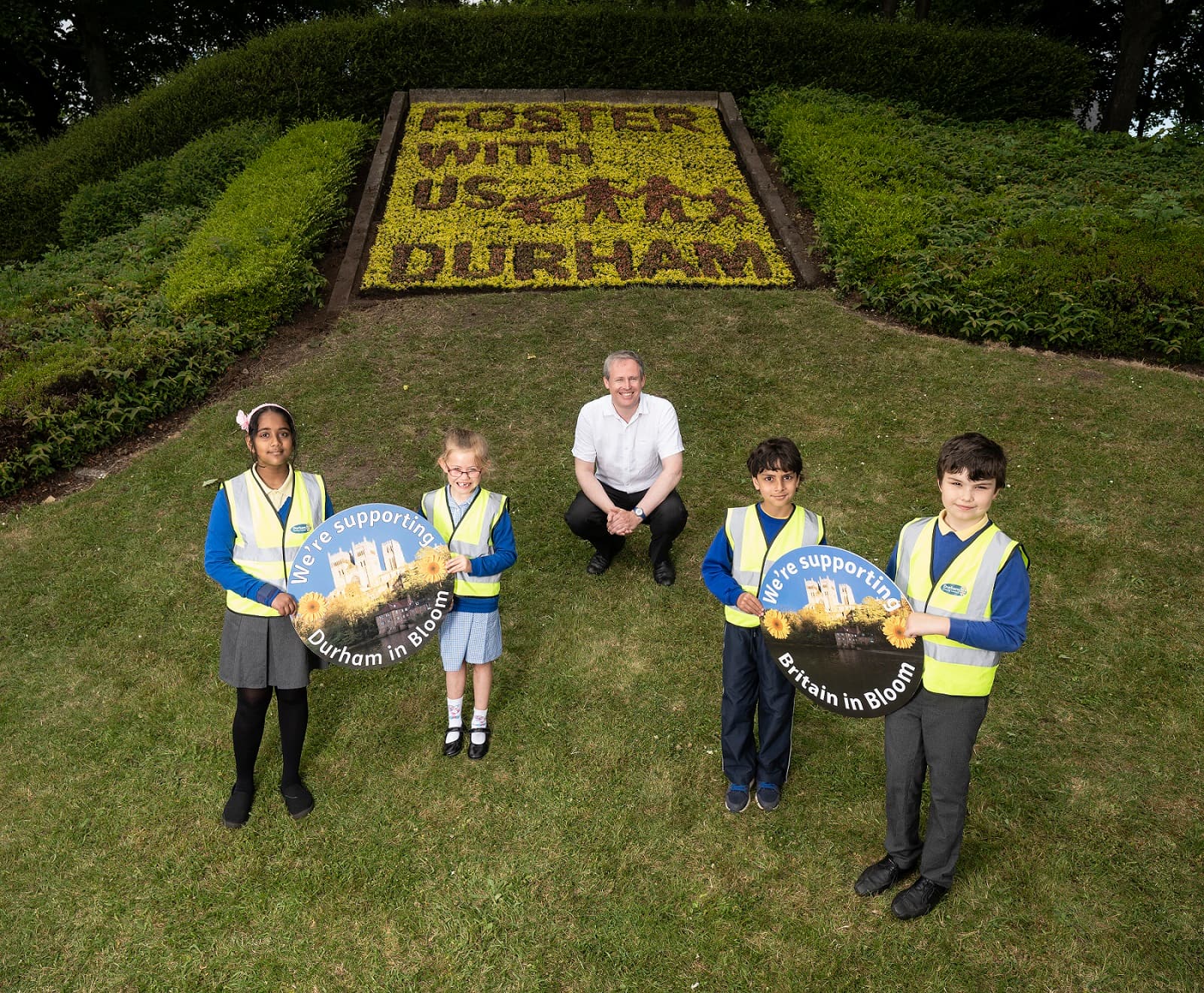 Flower Bed Display Promoting The Urgent Need For More Foster Carers Across The County