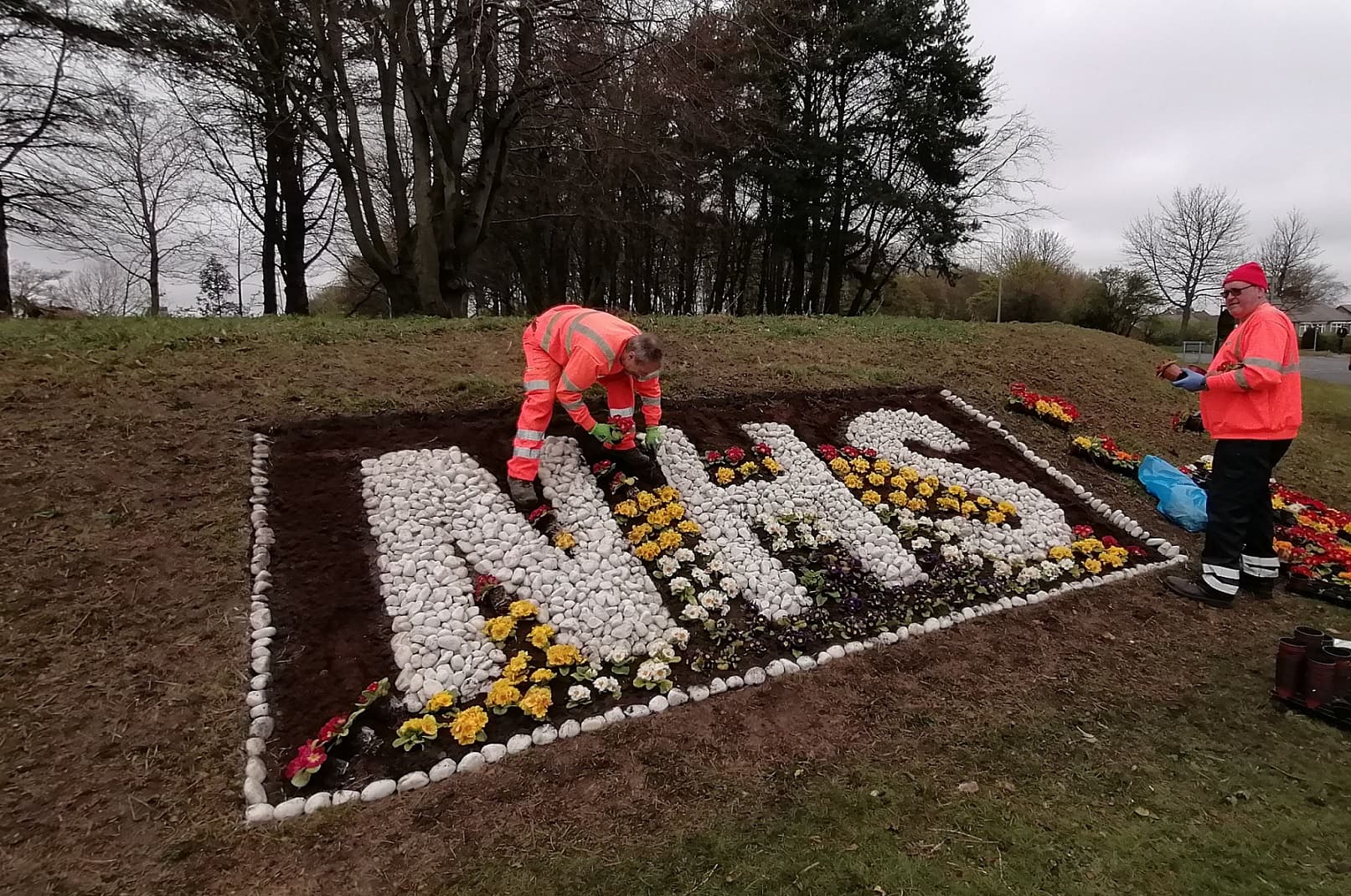 Roadside Flowers for the NHS on Sniperley Roundabout