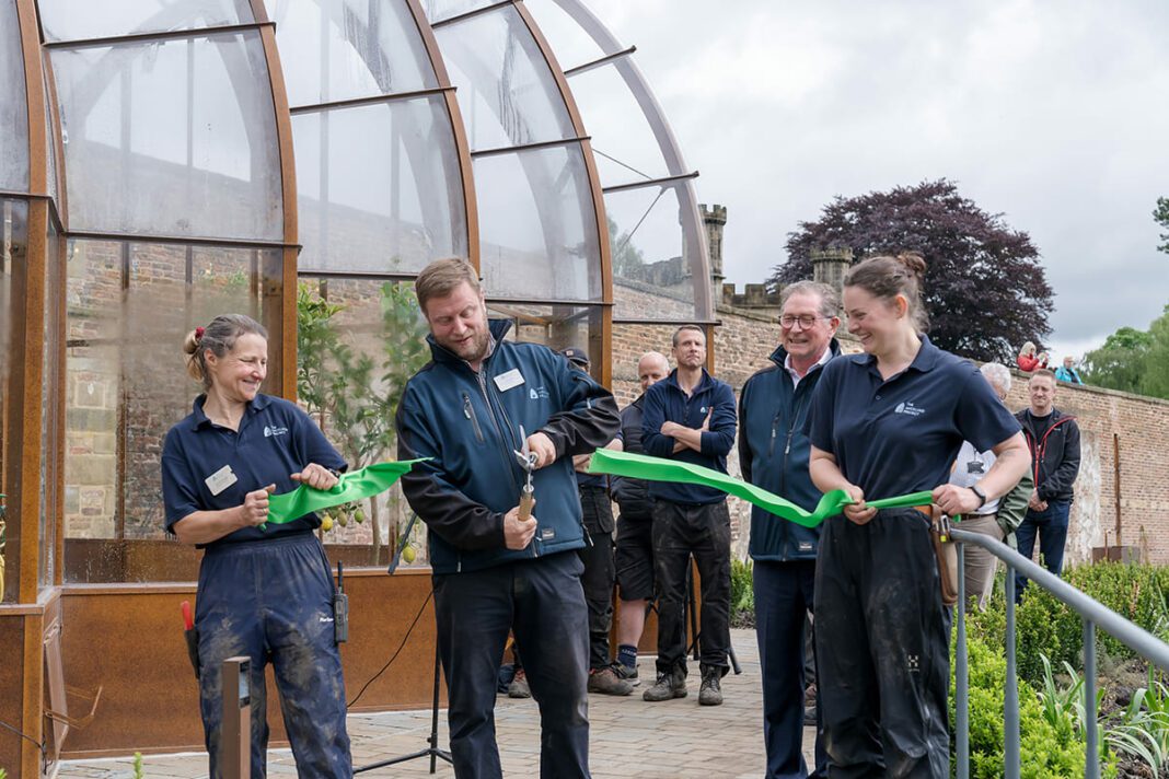 Celebratory ribbon cutting to open the Pip Morrison designed gardens in Bishop Auckland, Durham